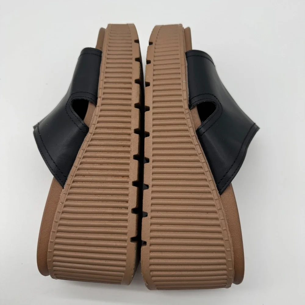 Y2K Chunky‎ Platform Slide Sandals 10 Rouge Helium Wedge Summer Festival Granola